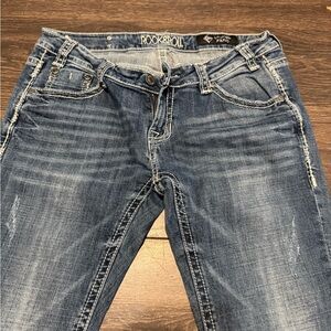 Rock & Roll Cowgirl Flare Jeans in Blue